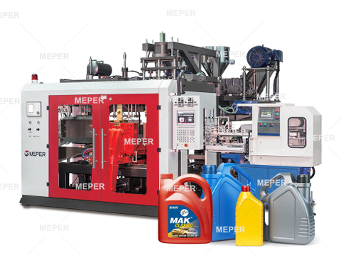 Máquina de moldagem de sopro MP80FS MEPER com máquina IML na rotulagem de molde para lubrificar a garrafa de óleo