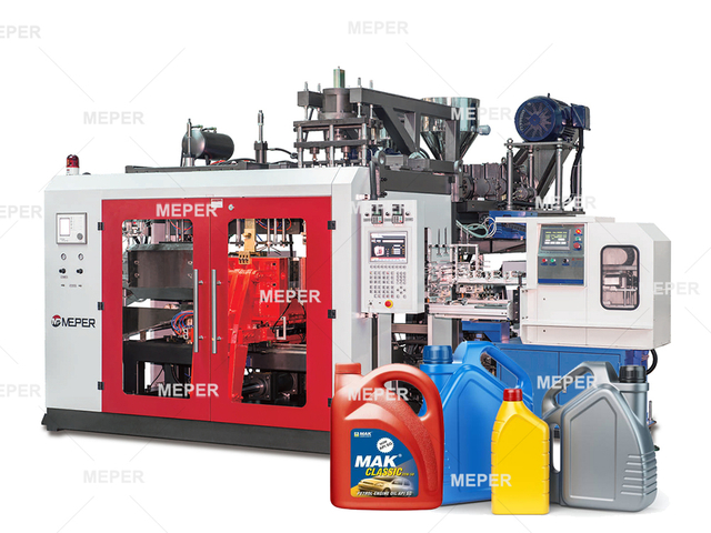Máquina de moldagem de sopro MP80FS MEPER com máquina IML na rotulagem de molde para lubrificar a garrafa de óleo